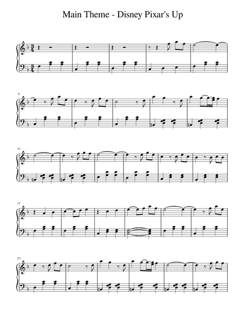 Disney Pixar Up Theme Piano