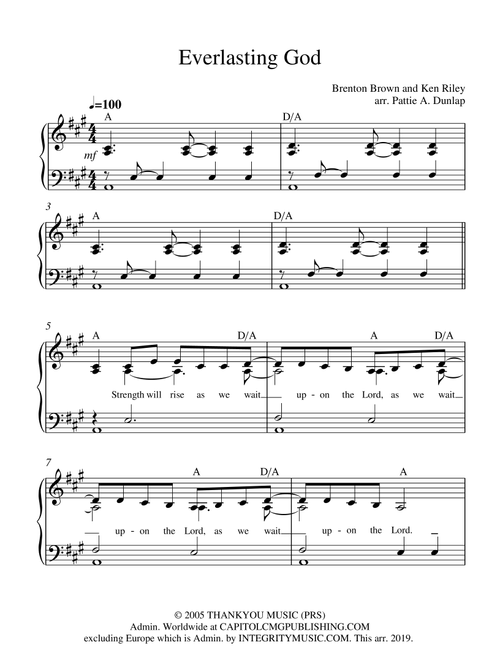 Everlasting God (Arr. Pattie A. Dunlap) - Lincoln Brewster (Piano Vocal)