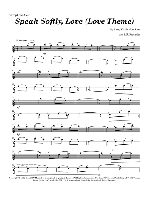 Speak Softly, Love (Love Theme) (Arr. P. R. Frederick) - Andy Williams (Instrumental Solo)