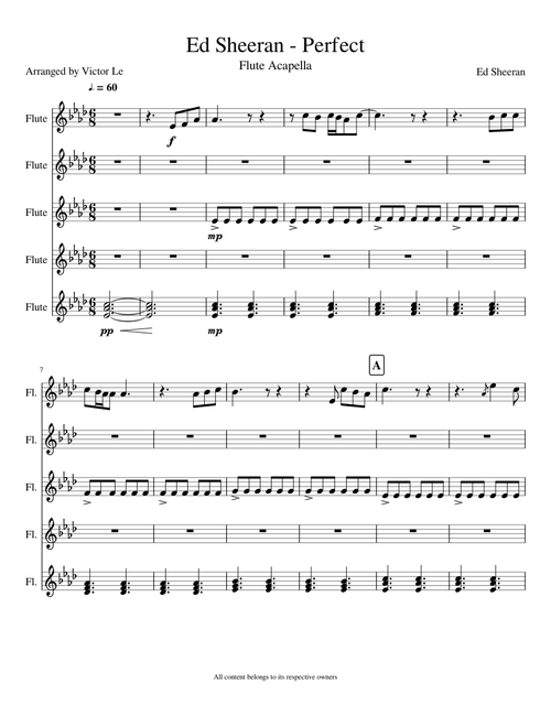 Perfect By Ed Sheeran - Flute Ensemble by Victor Le