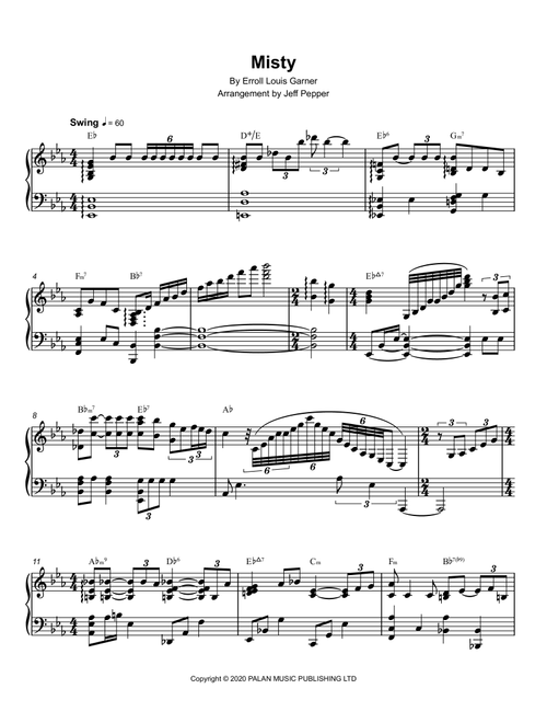 Misty (Arr. Jeff Pepper) - Erroll Louis Garner (Piano Solo)