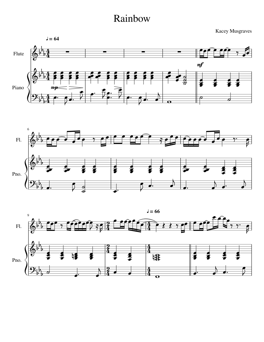 Alienación microondas Desagradable Rainbow Sheet music for Piano, Flute (Solo) | Musescore.com