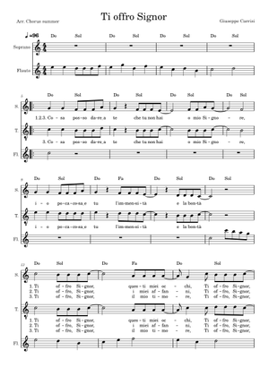 Ti offro Signor Sheet Music with Chords for Soprano, Tenor, Flute ...