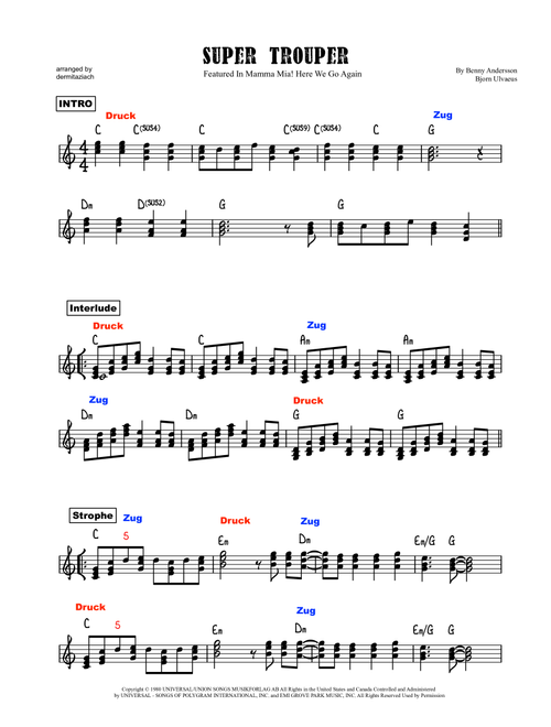 Super Trouper (Arr. dermitaziach) - ABBA (Lead Sheet - Fake Book)