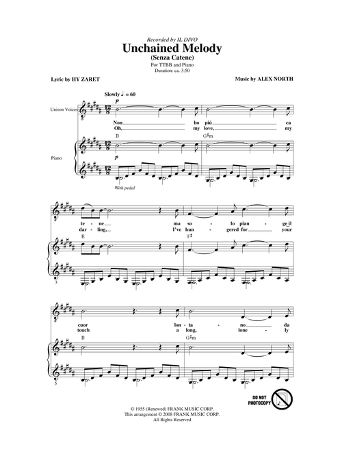 Unchained Melody - Il Divo (Choral, TTBB)