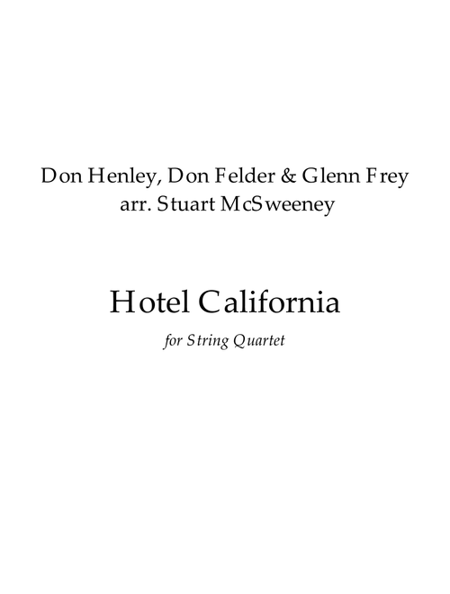 Hotel California (Arr. Stuart McSweeney) - Eagles (String Quartet)