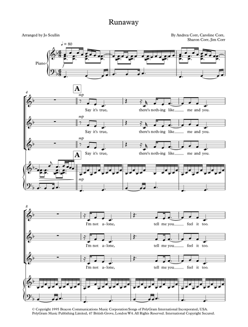 Runaway (Arr. Jo Scullin) - The Corrs (Choral, SSA)