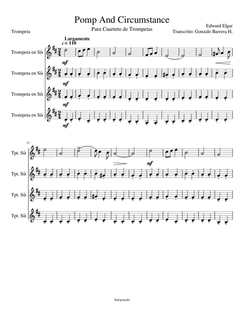 Pomp And Circumstance for 4 trumpet