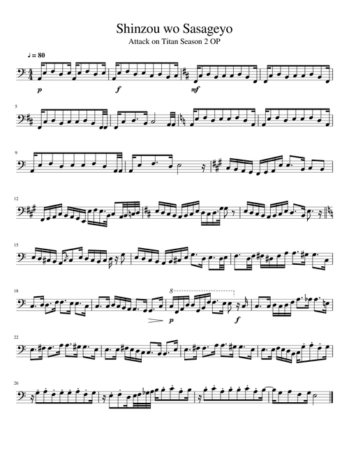 Shinzou wo Sasageyo (Attack on Titan Season 2 Op) Trombone Solo