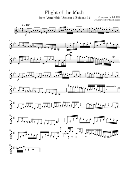 Flight of the Moth – T.J. Hill Flight of the Moth from Amphibia Solo Violin