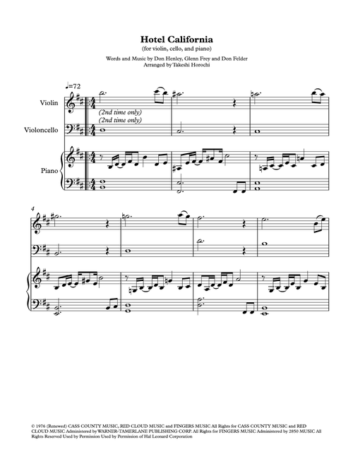 Hotel California (Arr. Takeshi Horochi) - Eagles (String Ensemble)