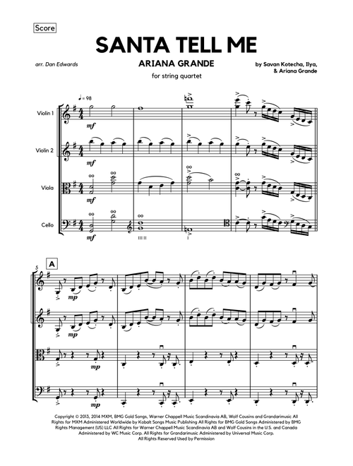 Santa Tell Me (Arr. Dan Edwards) - Ariana Grande (String Quartet)