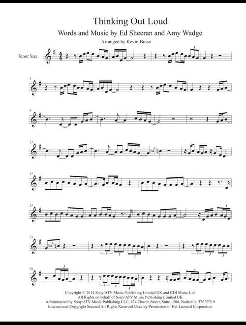 Thinking Out Loud (Arr. Kevin Busse) - Ed Sheeran (Tenor Sax Solo)