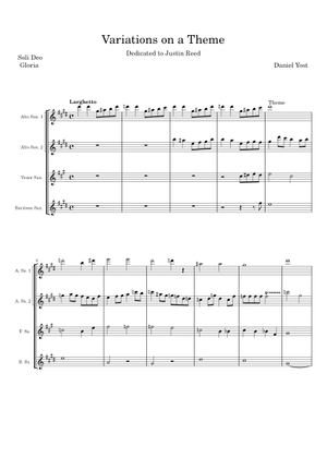 Variations on a Theme for Saxophone Quartet - Daniel Yost Sheet music ...