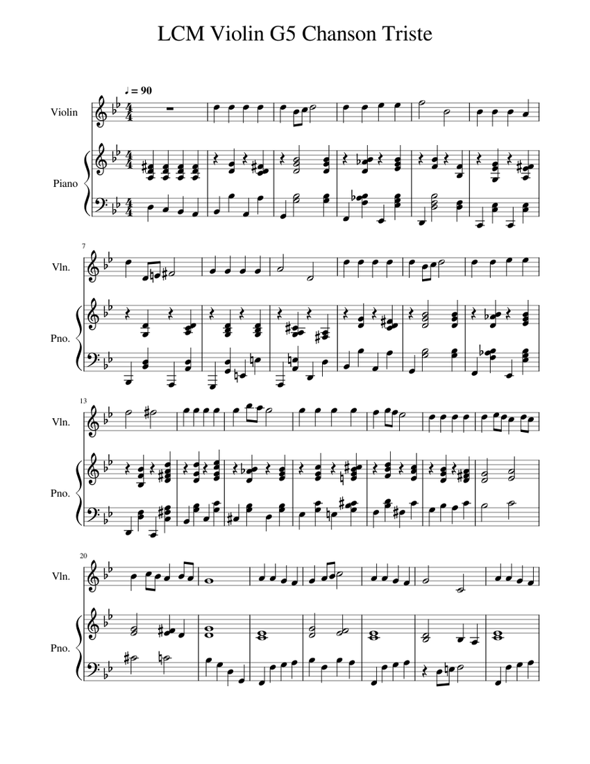 LCM Violin G5 Chanson Triste Sheet music for Piano, Violin (Solo ...