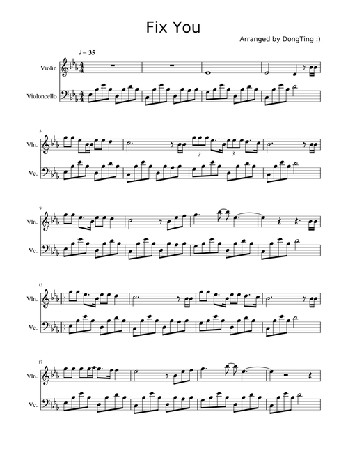 Fix You- Violin and Cello