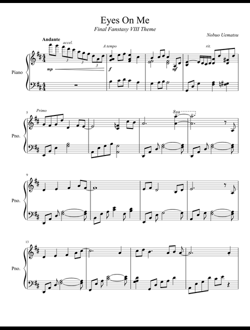 FF8 sheet music by emanuelevatte | Play, print, and download in