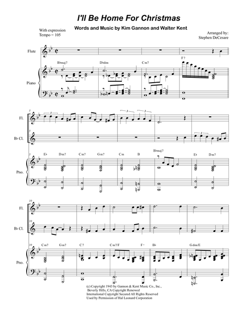 I'll Be Home For Christmas (Arr. Stephen DeCesare) - Rascal Flatts (Instrumental Duet and Piano)