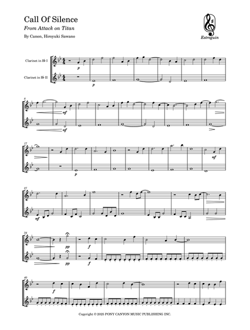 Call Of Silence (Arr. Estreguin) - Hiroyuki Sawano (Clarinet Duet)