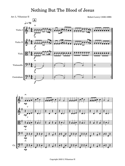Nothing But the Blood of Jesus (Arr. L. Villamizar II) - Robert Lowry (String Ensemble)