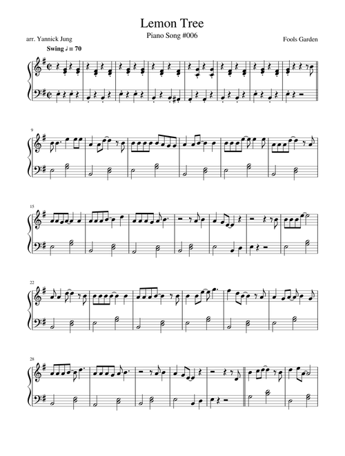 Lemon Tree - Fools Garden - Piano Arrangement