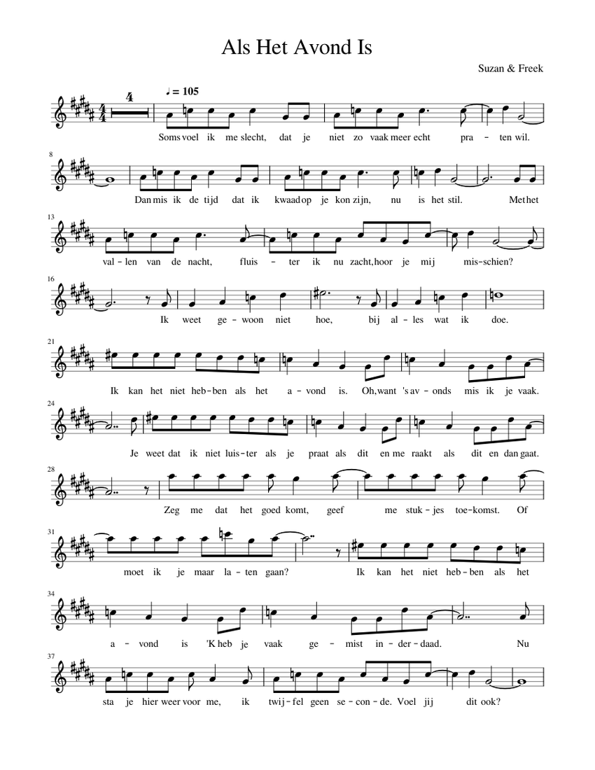 Als Het Avond Is Sheet music for Saxophone alto (Solo) Als Het Avond Is Sheet music for Saxophone alto (Solo)