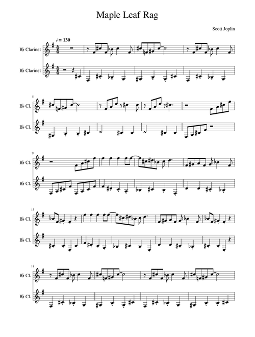 Maple Leaf Rag (2 clarinets)