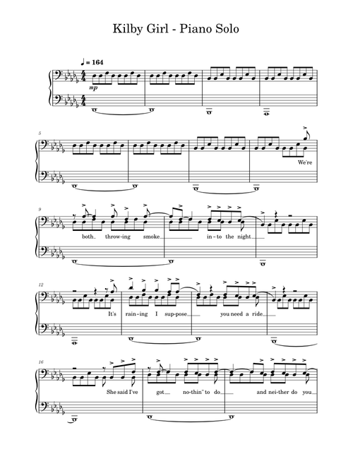 Kilby Girl (Piano Solo) – The Backseat Lovers