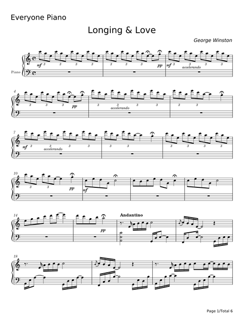 E WINSTON　 SHEET MUSIC COLLECTION George Winston - Piano Sheet Music Collection | 12 Iconic Songs