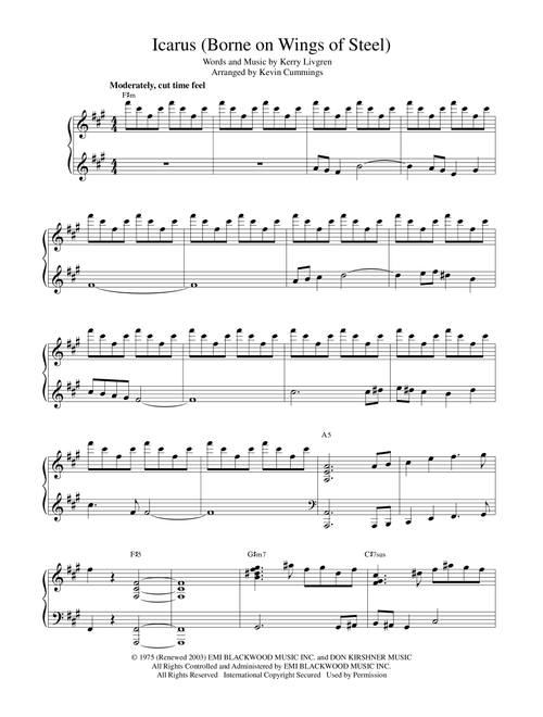 Icarus (borne On Wings Of Steel) (Arr. Kevin Cummings) - Kansas (Piano Vocal)