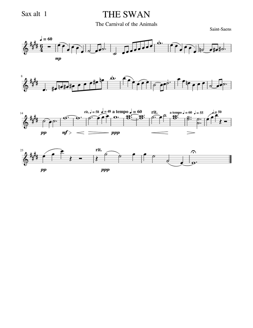 THE SWAN sax alt 1Sassofono contralto 1 Sheet music for Saxophone