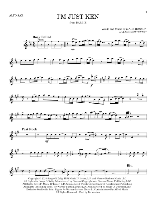 I'm Just Ken (from Barbie) - Ryan Gosling (Alto Sax Solo)
