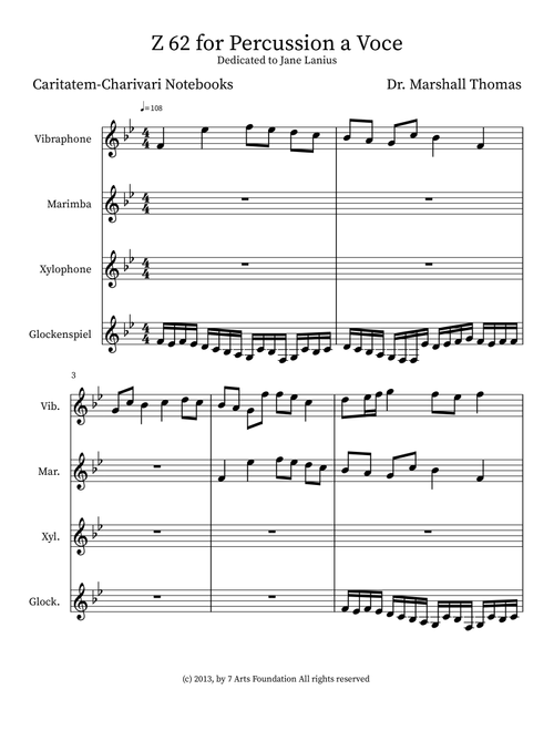 Z 62 for Percussion a Voce - Celebrity Chamber Players (Small Ensemble)