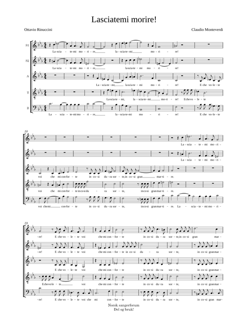 Lasciatemi morire! (Monteverdi) SSATB