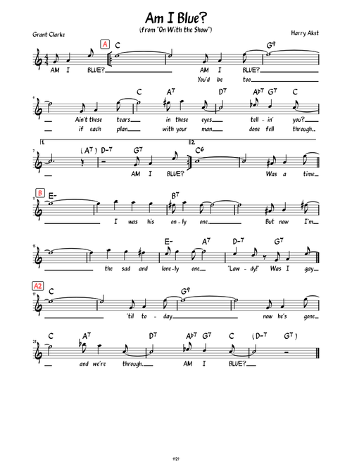 Am I Blue? (lead sheet and lyrics)