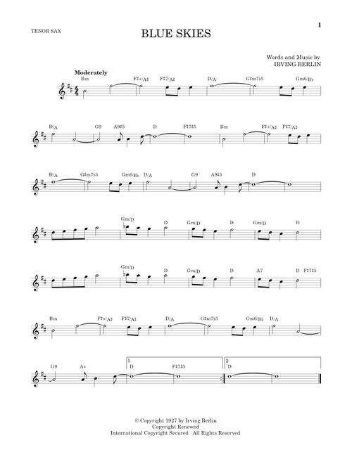 Blue Skies - Irving Berlin, Willie Nelson (Tenor Sax Solo)