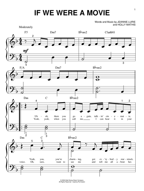 If We Were A Movie - Hannah Montana, Miley Cyrus (Big Note Piano)