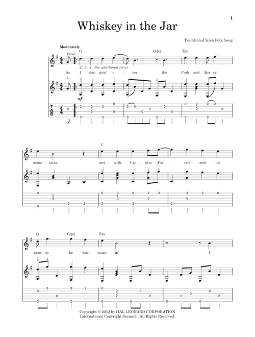 Whiskey In The Jar - Traditional Irish Folk Song (Solo Guitar)