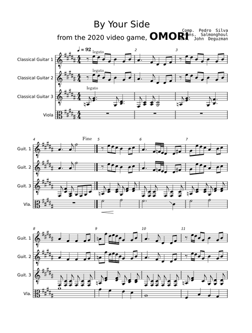 By Your Side. – Pedro Silva (for Guitar Ensemble & Viola)