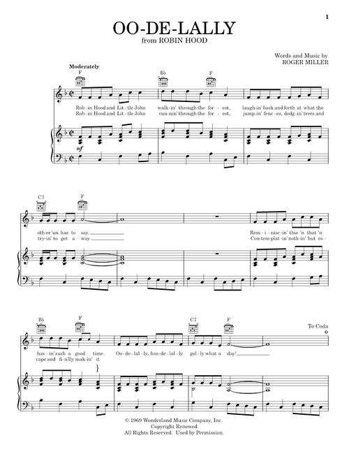 Oo-De-Lally (from Robin Hood) - Roger Miller (Piano-Vocal-Guitar)