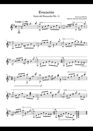 Suite del Recuerdo Evocacion Sheet Music for Guitar (Solo