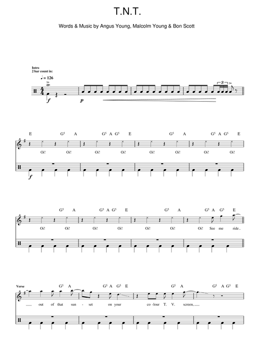 T.N.T. (Drums) - AC/DC (Lead Sheet - Fake Book)