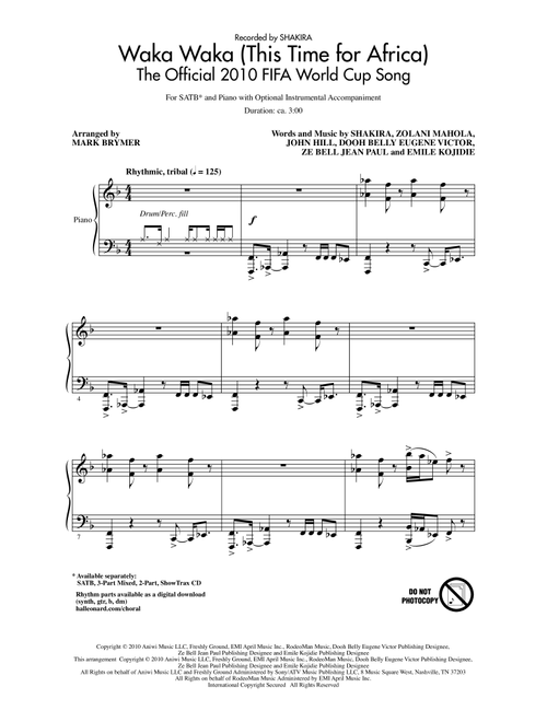 Waka Waka (This Time For Africa) - The Official 2010 FIFA World Cup Song (Arr. Mark Brymer) - Shakira (Choral, SATB)