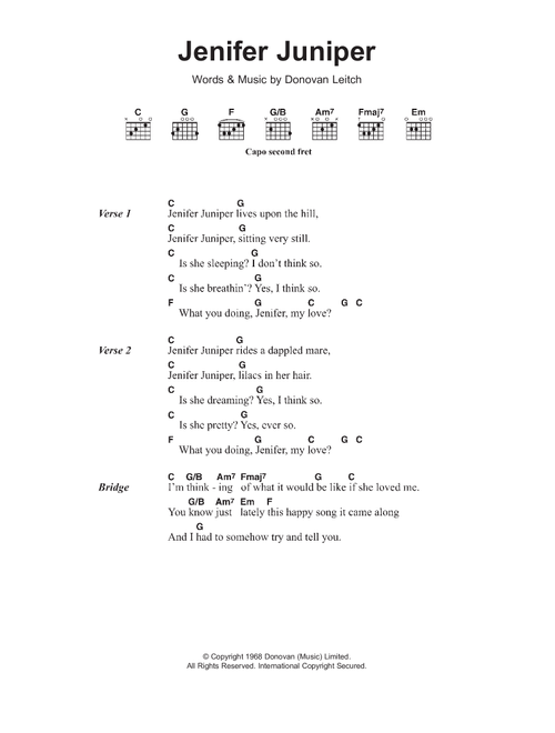 Jennifer Juniper - Donovan (Guitar Chords-Lyrics)