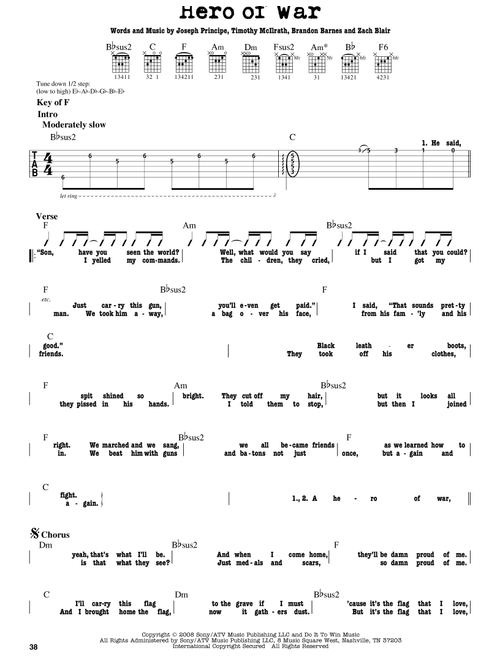 Hero Of War - Rise Against (Guitar Lead Sheet)