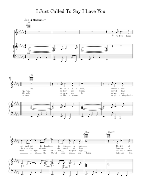 I just called to say i love you - Stevie Wonder (Piano-Voice-Guitar)