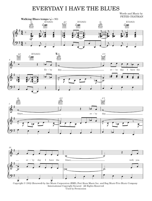 Everyday I Have The Blues - B.B. King, Joe Williams (Piano-Vocal-Guitar)