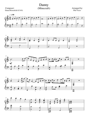 Danny – C418 (Minecraft survival) Sheet Music for Piano (Solo ...