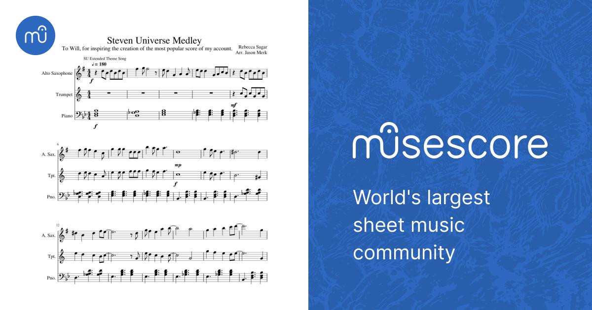 Steven Universe Medley Sheet music for Piano, Saxophone alto, Trumpet in bflat (Mixed Trio