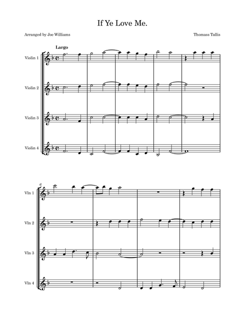 If Ye Love Me. (Arr. Joe Williams) - Thomas Tallis (String Ensemble)